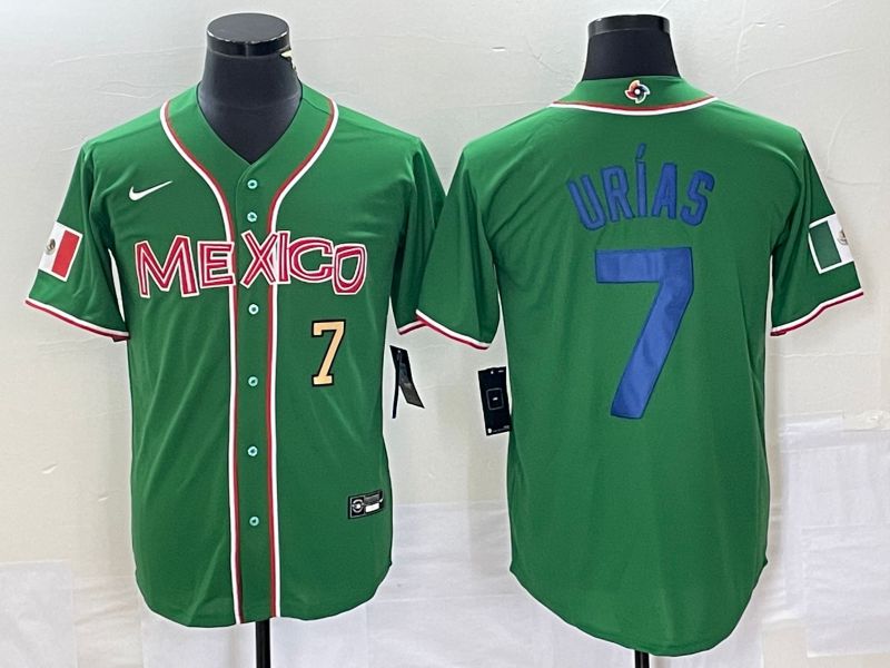 Men 2023 World Cub Mexico #7 Urias Green blue Nike MLB Jersey5